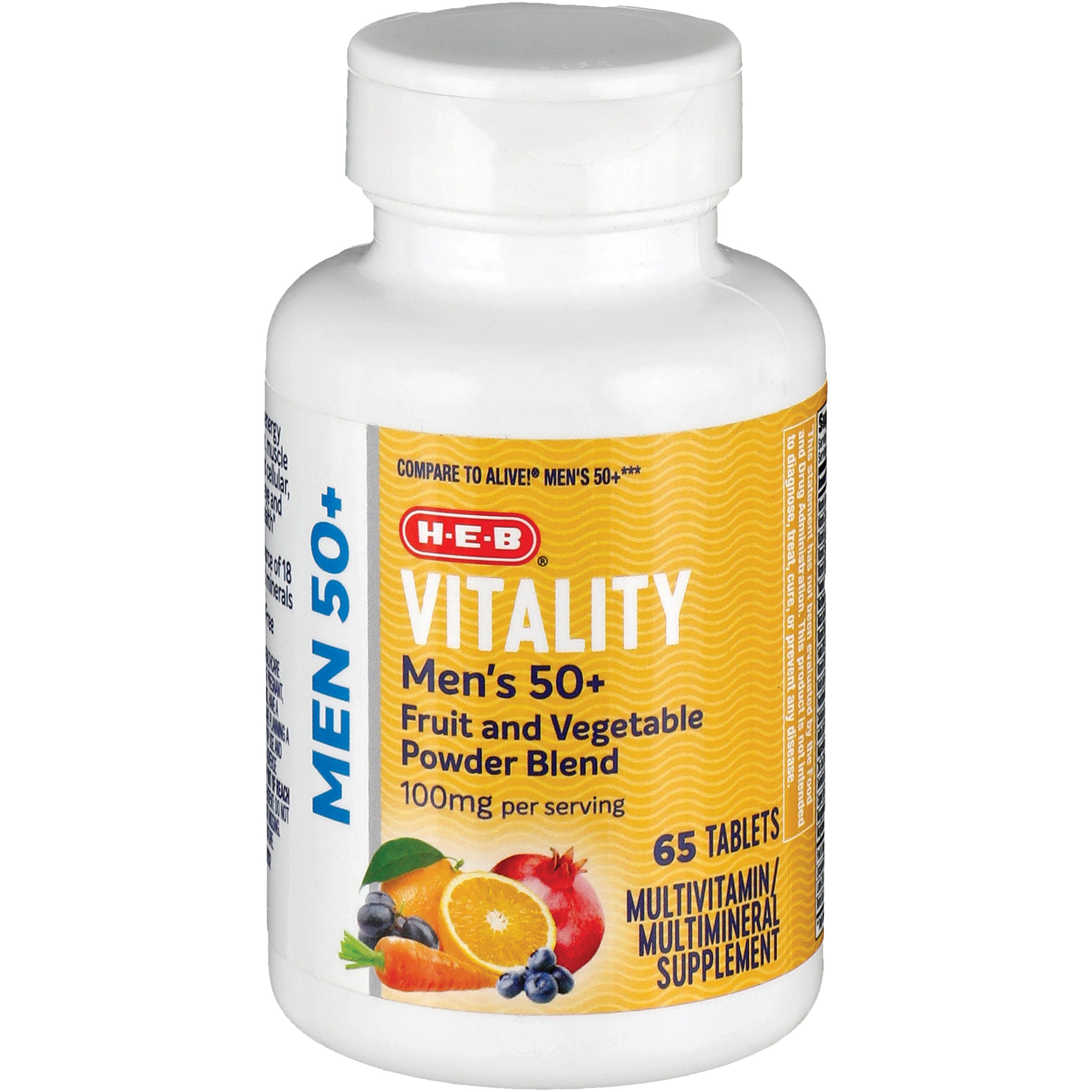 H-E-B Vitality Men's 50 Plus Multivitamin Tablets - Shop Vitamins ...