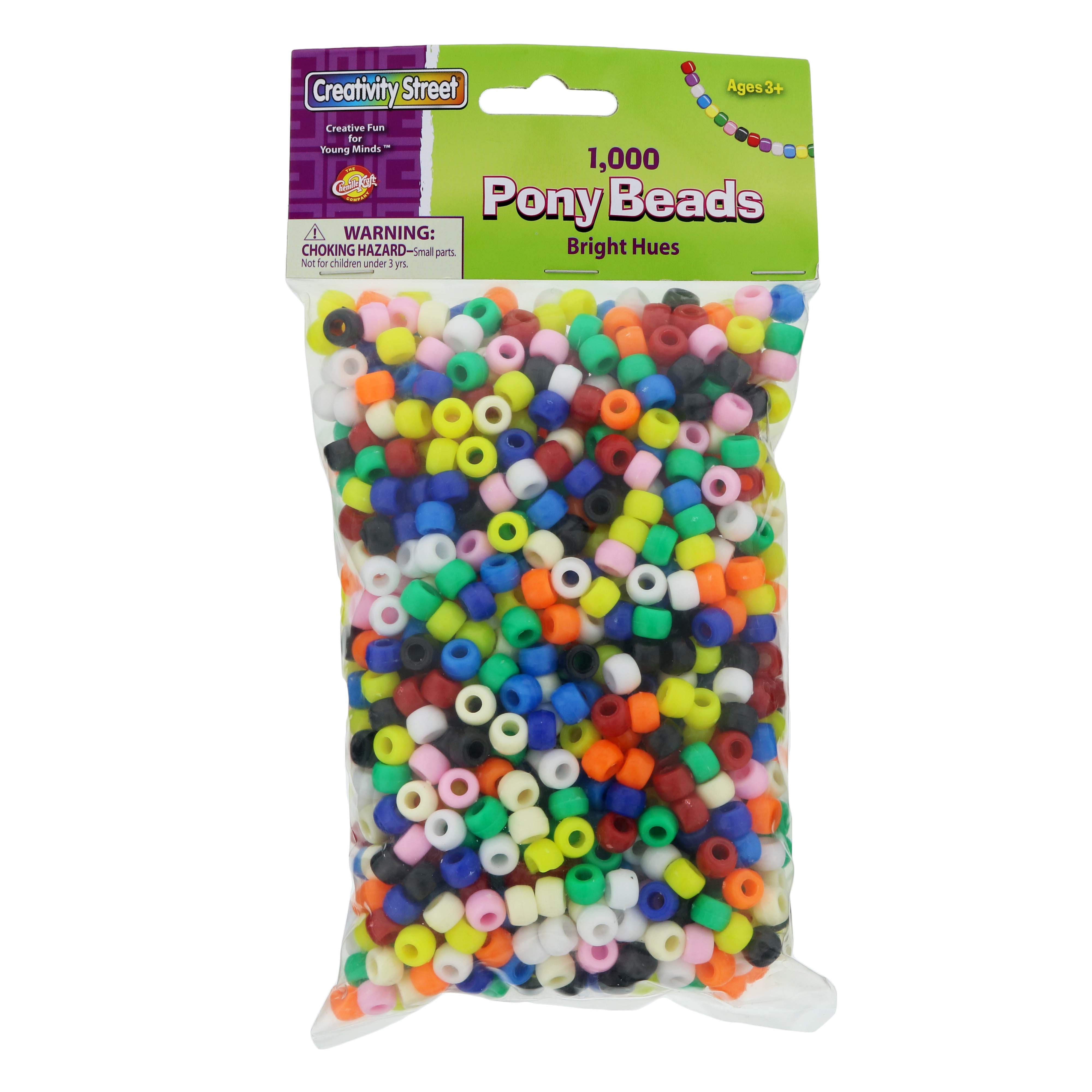 Creativity Street - Pony Beads - Solid Colors - Black - 1000/Pkg.