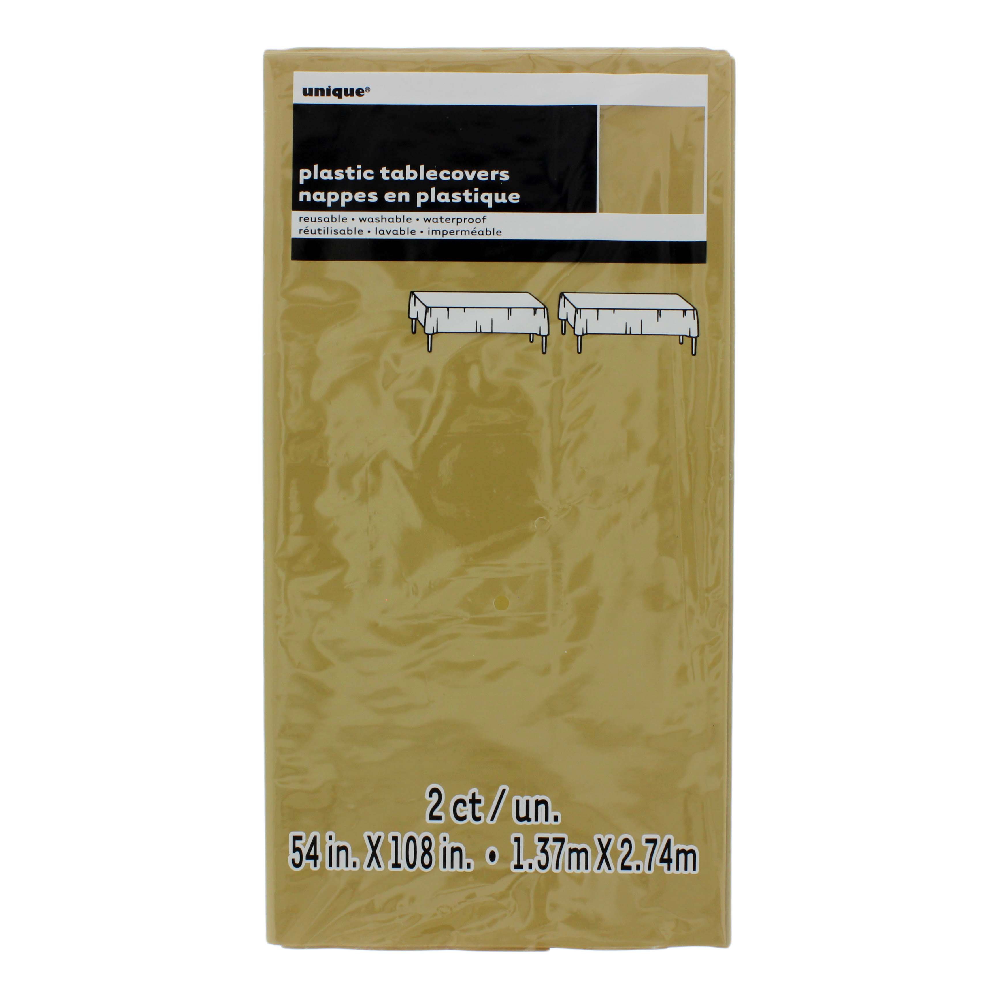 Unique Gold Plastic Table Cover 54x108 in - Shop Napkins & table cloths ...