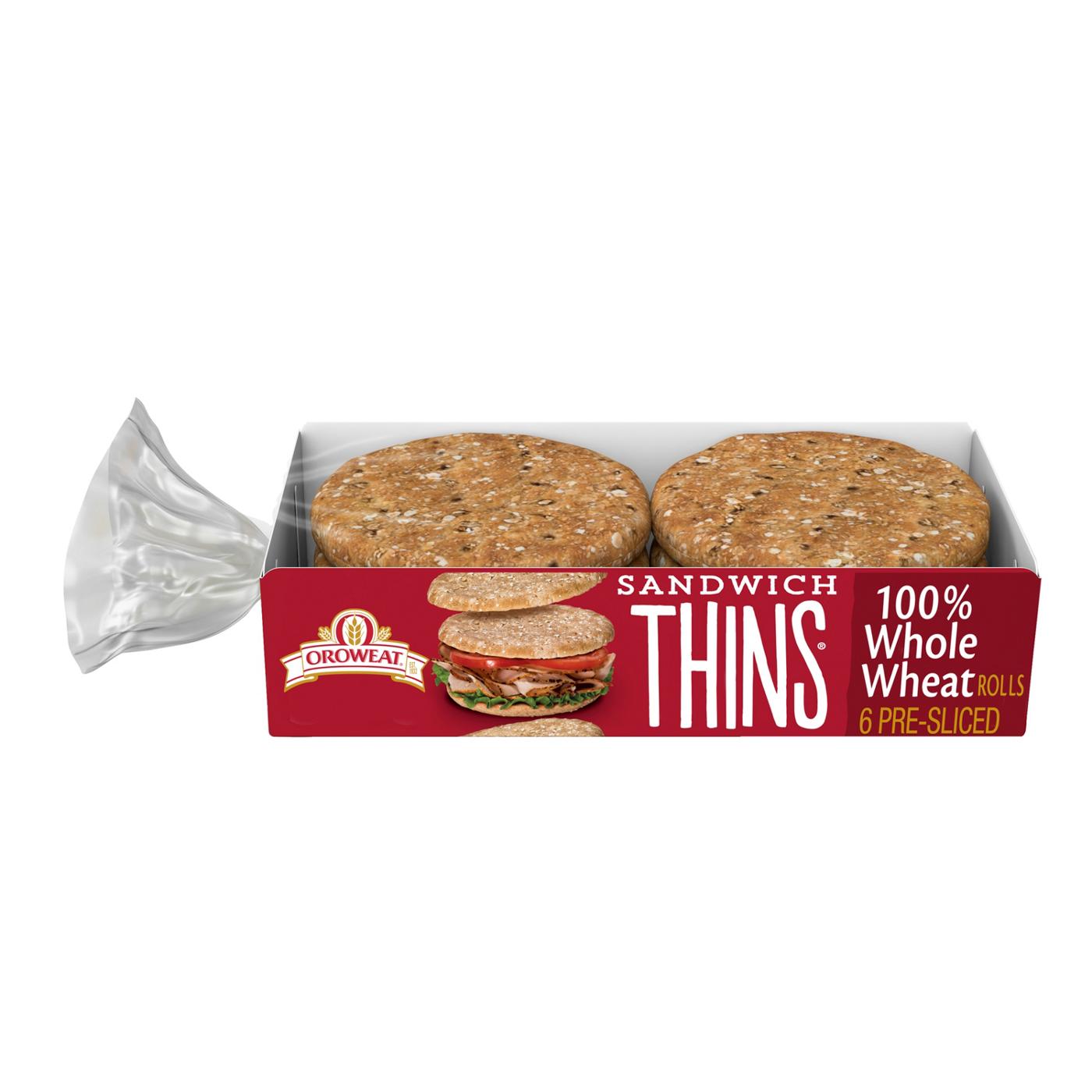 Oroweat Sandwich Thins Whole Wheat Rolls; image 1 of 3