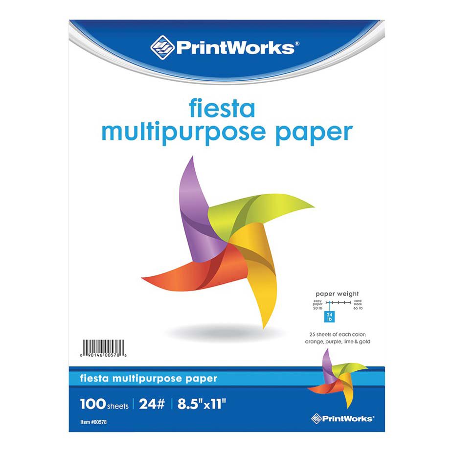 PrintWorks Fiesta Multipurpose Paper, 20Pound, Assorted Colors Shop