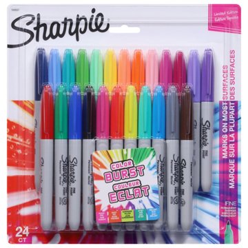 Sharpie Color Burst Fine Tip Permanent Markers - Assorted Ink, 24 pk