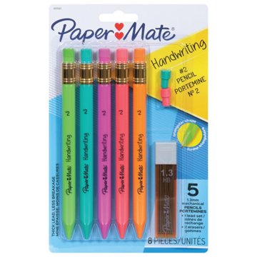 Paper Mate Handwriting 1.3mm Triangular Mechanical Pencils, 5 pk