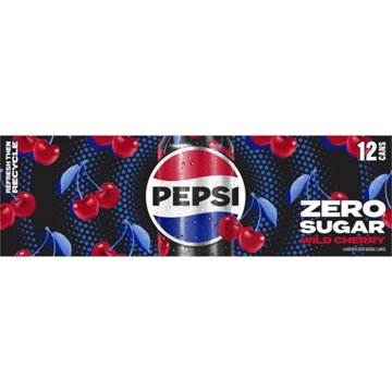Pepsi Zero Sugar Soda Soft Drink Wild Cherry 12 pk Cans