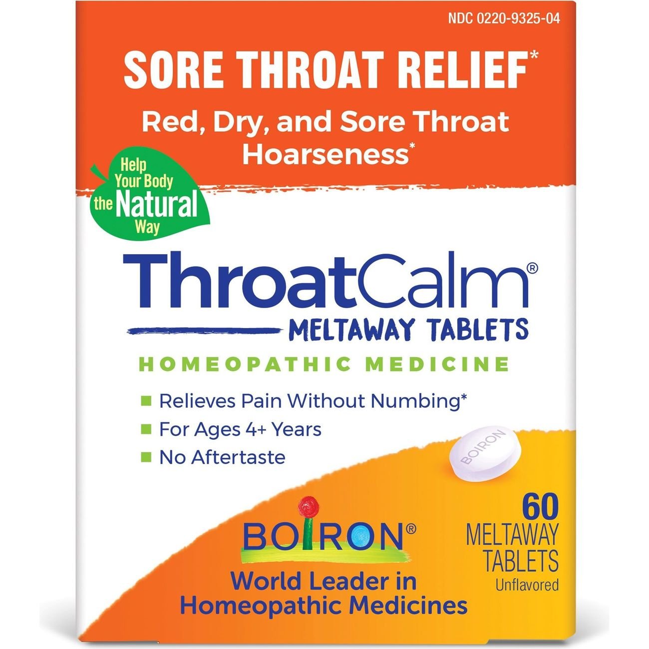 Boiron ThroatCalm Sore Throat Relief Tablets, 60 ct