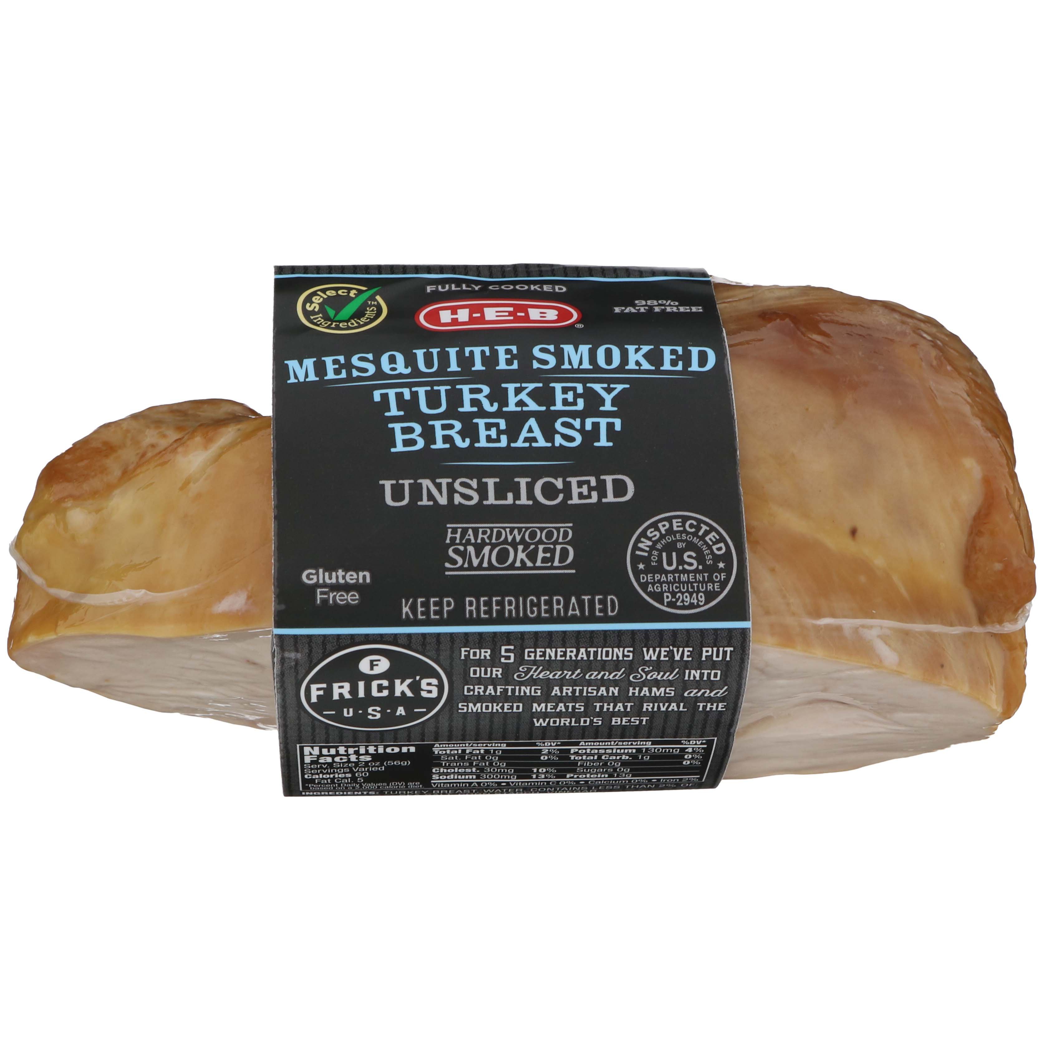 HEB Fully Cooked MesquiteSmoked Unsliced Turkey Breast Shop Meat