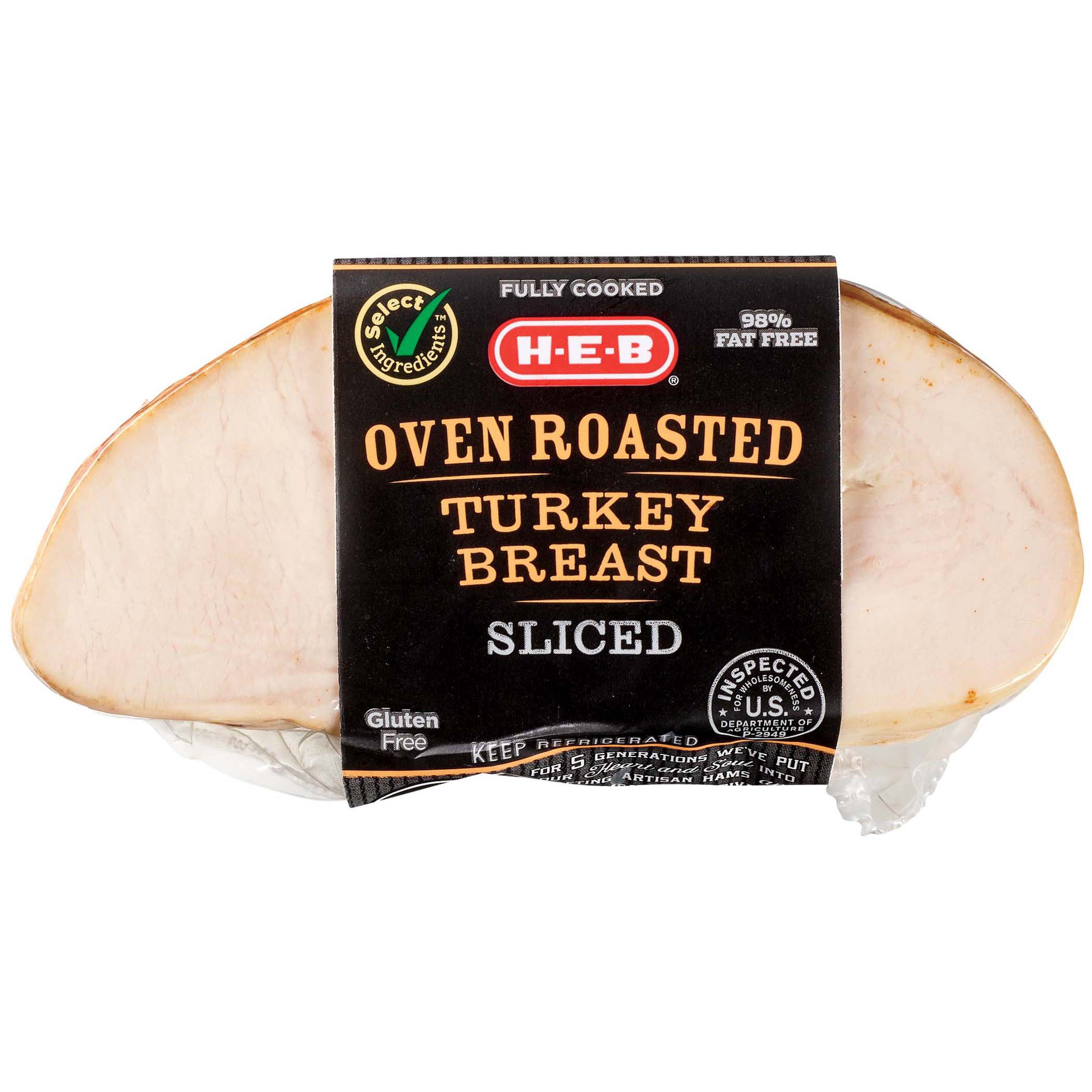 H-E-B Select Ingredients Sliced Oven Roasted Turkey Breast - Shop ...