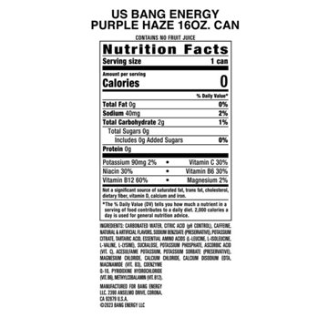 Bang Energy Drink - Purple Haze, 16 oz