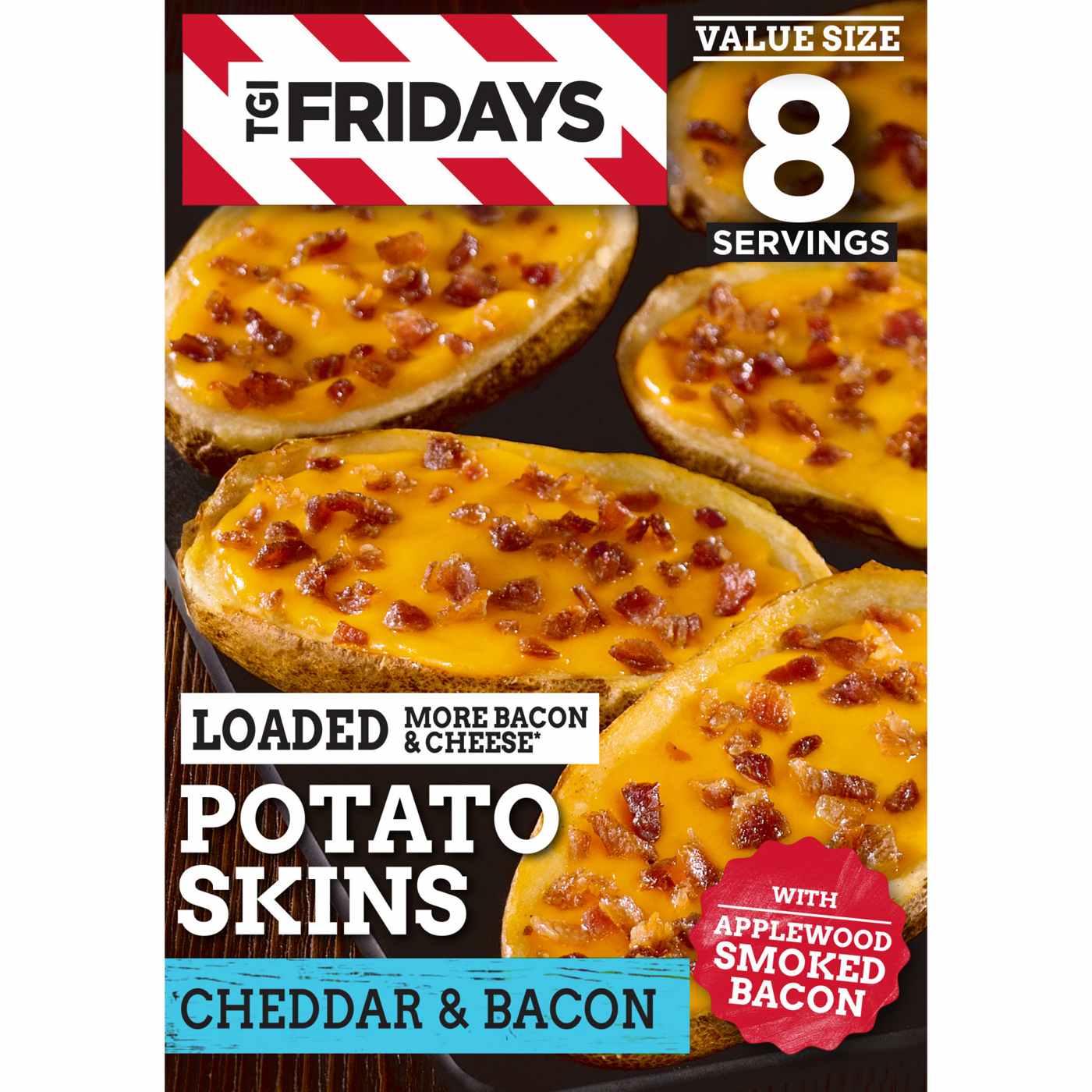 TGIF TGI Fridays Cheddar & Bacon Loaded Potato Skins, Frozen Appetizer; image 1 of 9