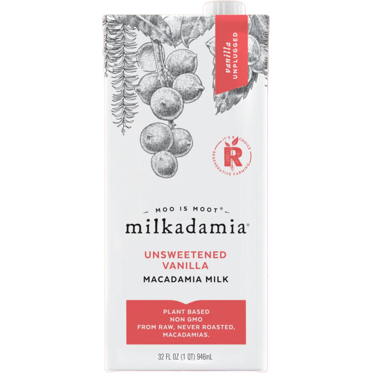 Milkadamia Unsweetened Vanilla Macadamia Milk, 32 oz