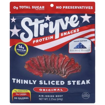 Stryve 16g Protein Snacks Air Dried Beef - Thinly Sliced Steak, 2.25 oz
