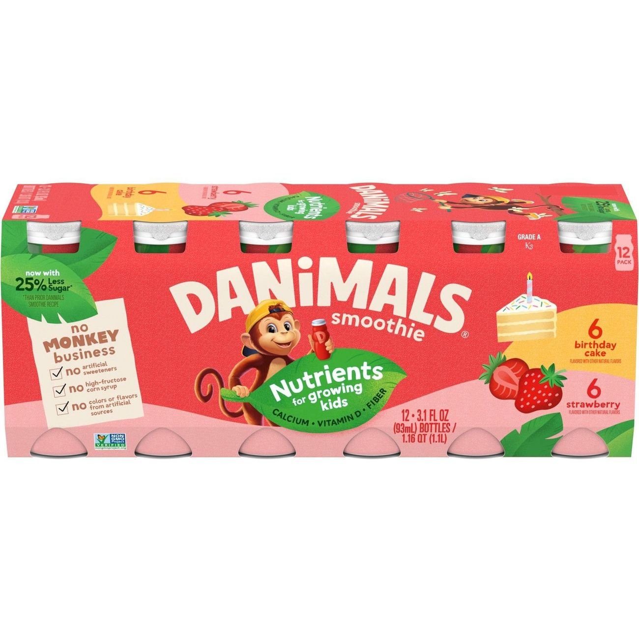 Dannon Danimals Swingin' Strawberry Banana Tubes, 12 ct | Low