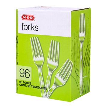 H-E-B Plastic Forks - Clear, 96 ct