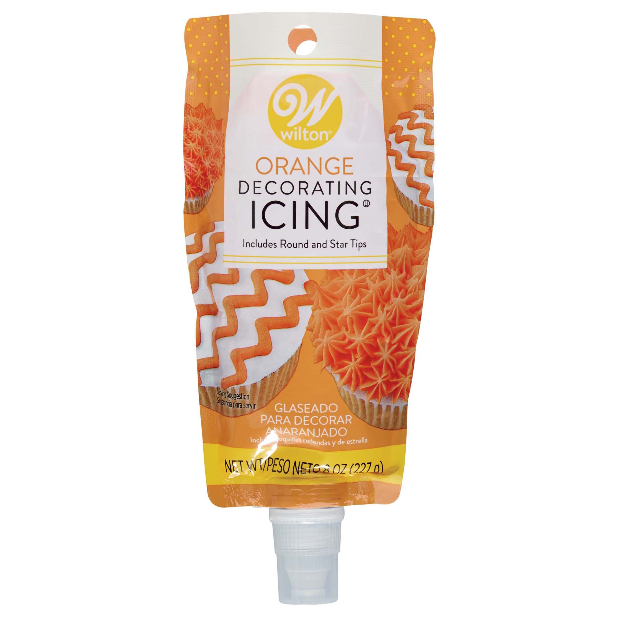 Wilton Orange Decorating Icing Pouch with Round & Star Tips Shop