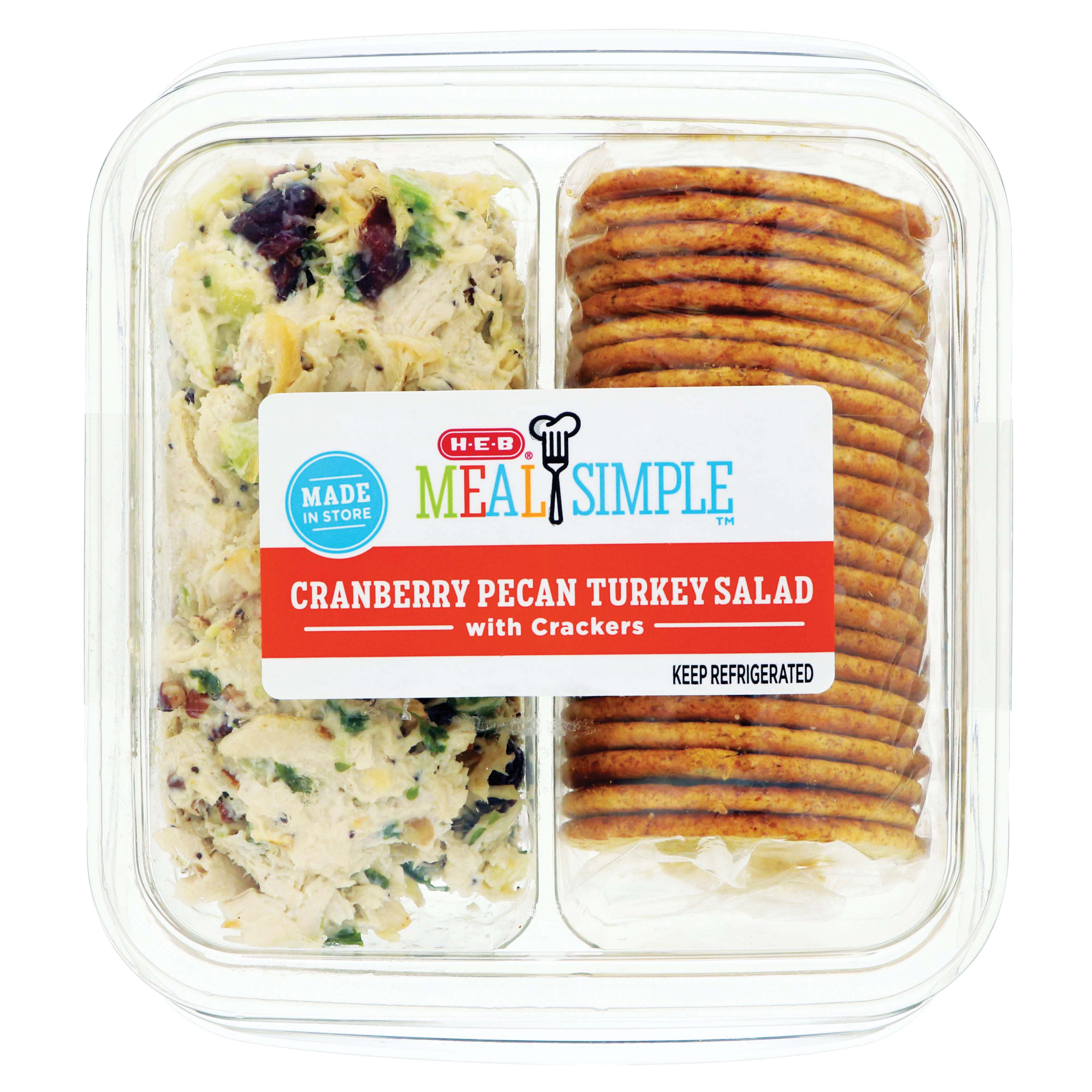Meal Simple by HEB Snack Tray Cranberry Pecan Turkey Salad & Wheat Crackers Shop Snack