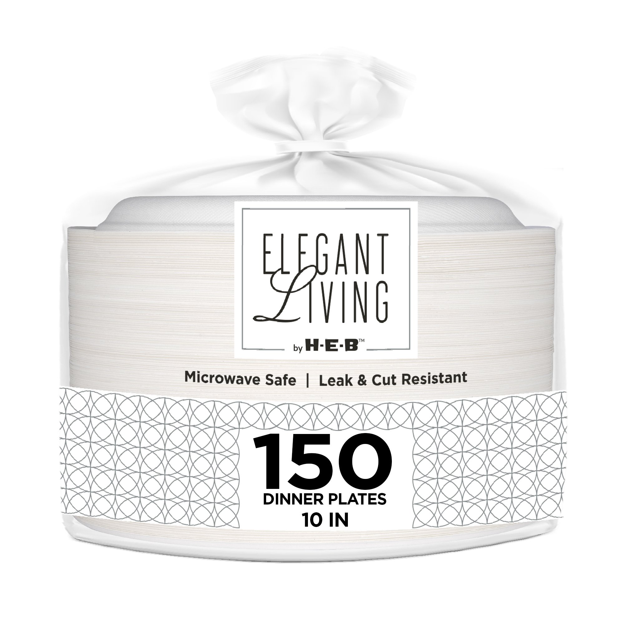 Elegant Living by H-E-B 10" Round Paper Plates - Value Pack, 150 ct