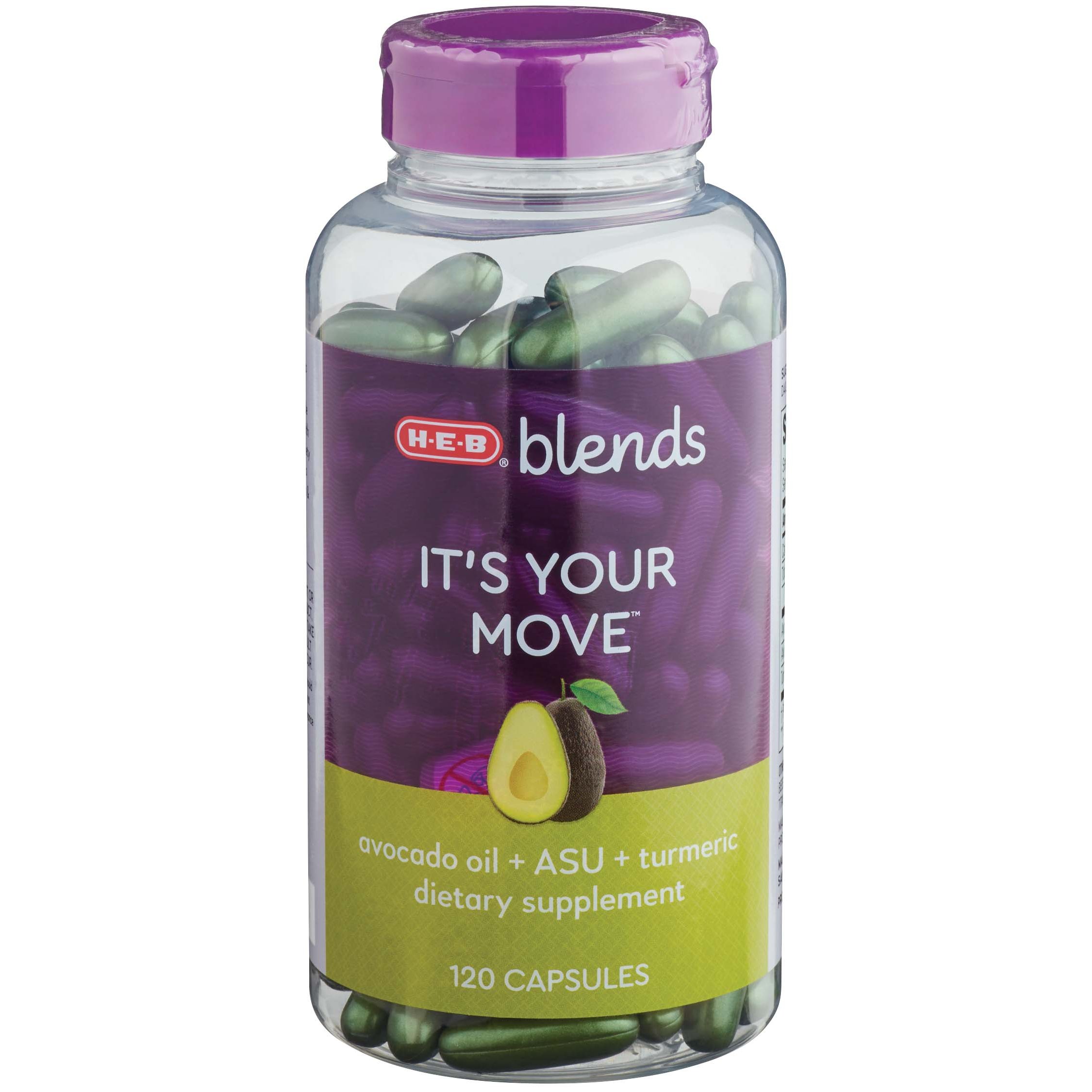 H-E-B Blends It's Your Move Avocado Oil + ASU + Turmeric Capsules ...