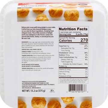 Delizza Belgian Mini Cream Puffs, 30 ct
