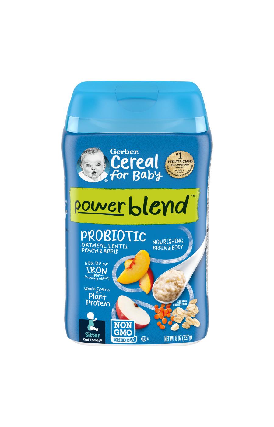 Gerber Cereal for Baby PowerBlend Probiotic - Oatmeal Lentil Peach & Apple; image 1 of 7