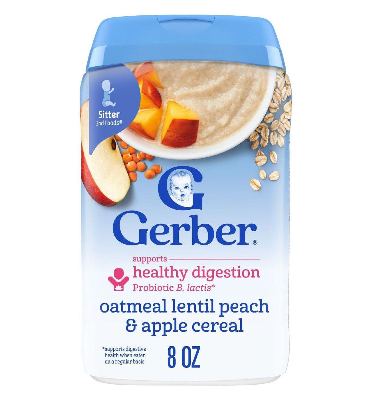 Gerber Cereal for Baby PowerBlend Probiotic - Oatmeal Lentil Peach & Apple; image 1 of 7