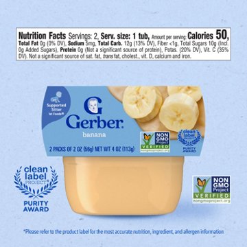 Gerber Stage 1 Baby Food - Banana, 2 oz Tubs
