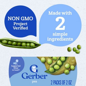 Gerber Stage 1 Baby Food - Peas, 2 oz Tubs