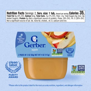 Gerber Stage 1 Baby Food - Apple, 2 oz Tubs