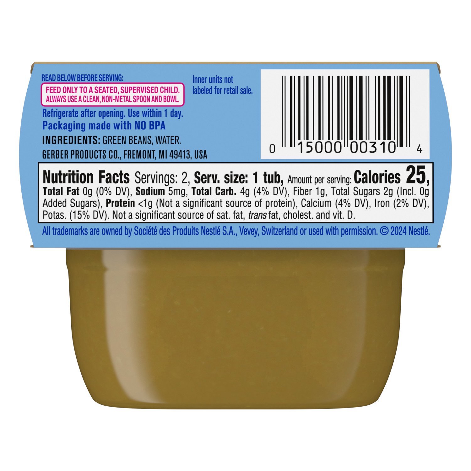 Gerber 2nd Foods Green Bean Gerber Stage Baby Food Green Bean, Oz