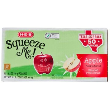 H-E-B Squeeze Me! Applesauce Pouches, 50 ct
