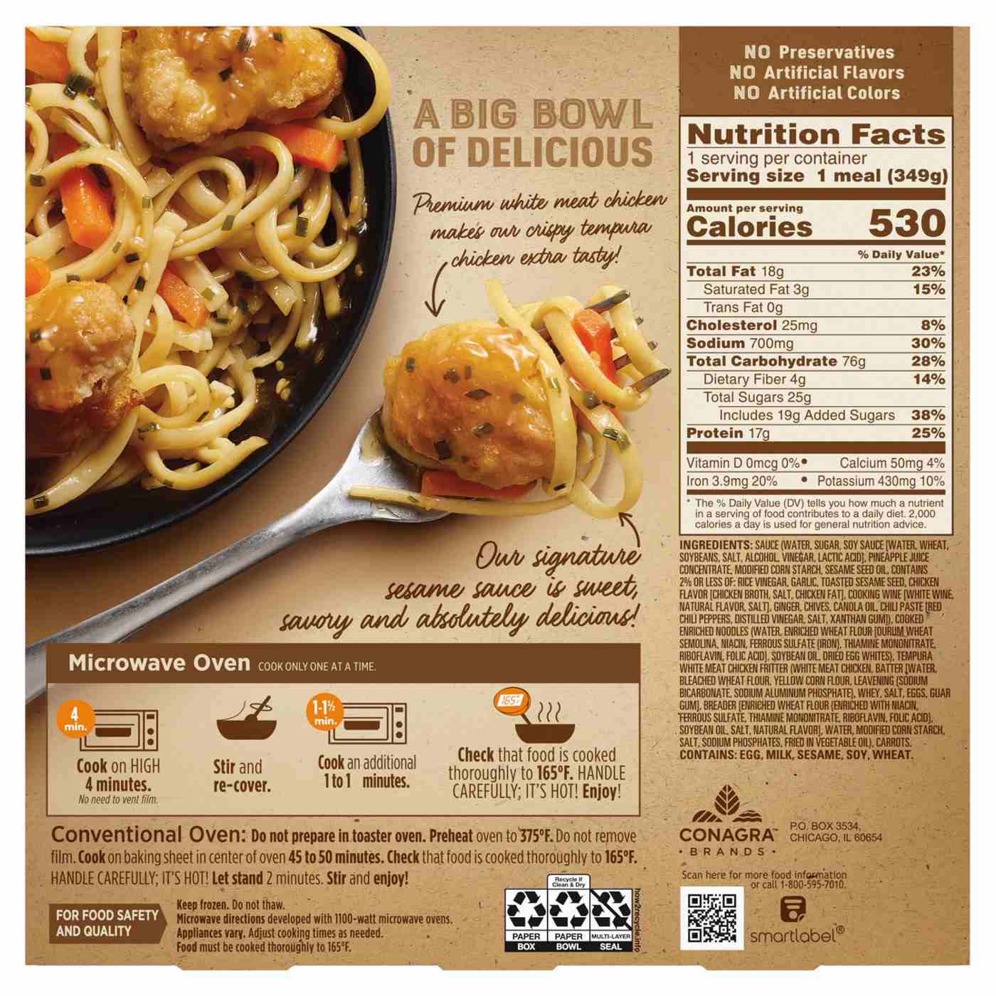 Marie Callender's Sweet and Savory Sesame Chicken Bowl Frozen Meal ...