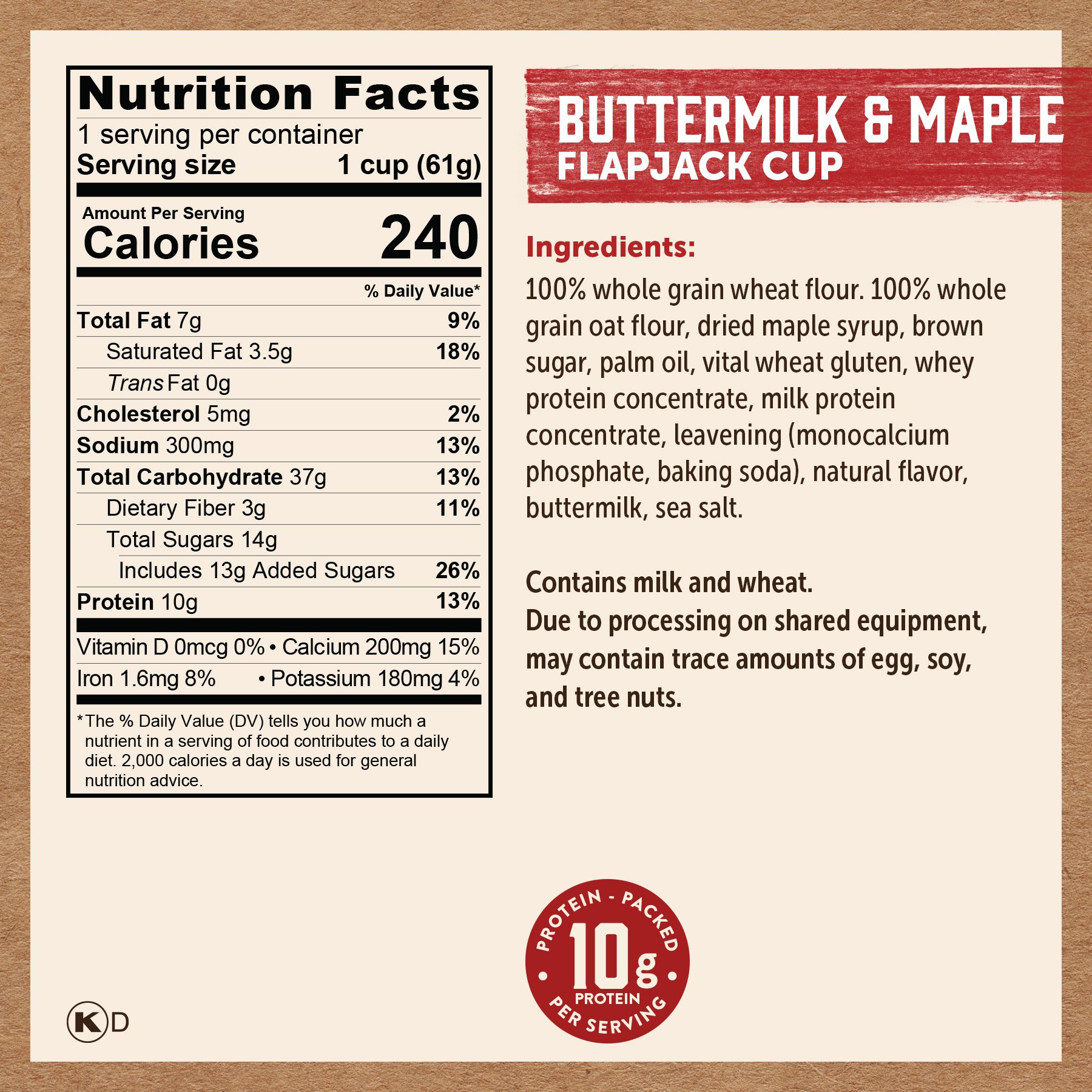 Kodiak 10g Protein Flapjack Power Cup - Buttermilk & Maple - Shop