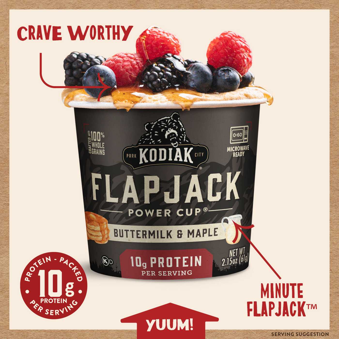 Kodiak 10g Protein Flapjack Power Cup - Buttermilk & Maple; image 2 of 3