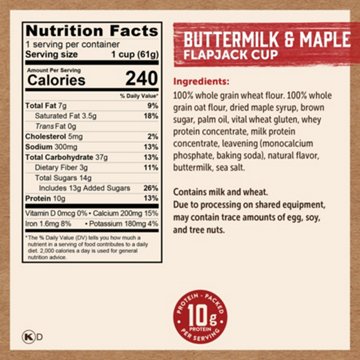 Kodiak 10g Protein Flapjack Power Cup - Buttermilk & Maple, 2.15 oz