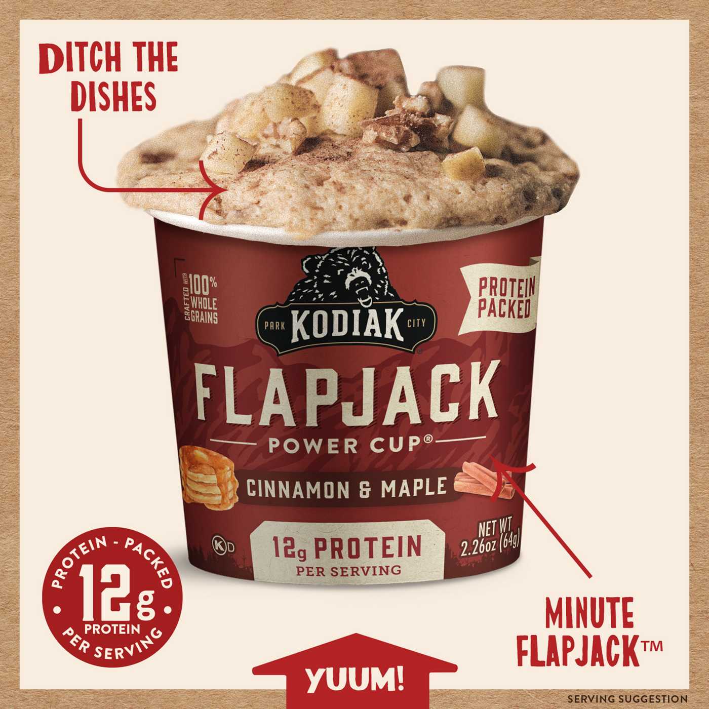 Kodiak 12g Protein Flapjack Power Cup - Cinnamon & Maple; image 2 of 3