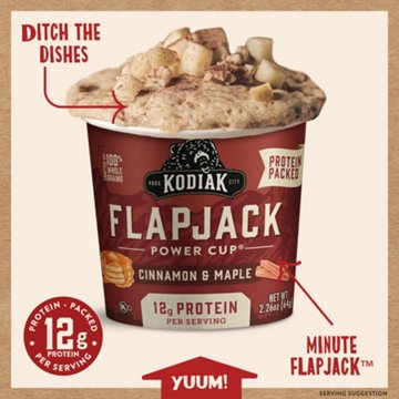 Kodiak 12g Protein Flapjack Power Cup - Cinnamon & Maple, 2.25 oz