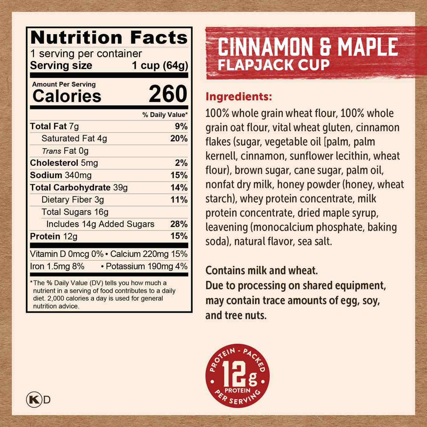 Kodiak 12g Protein Flapjack Power Cup - Cinnamon & Maple; image 3 of 3