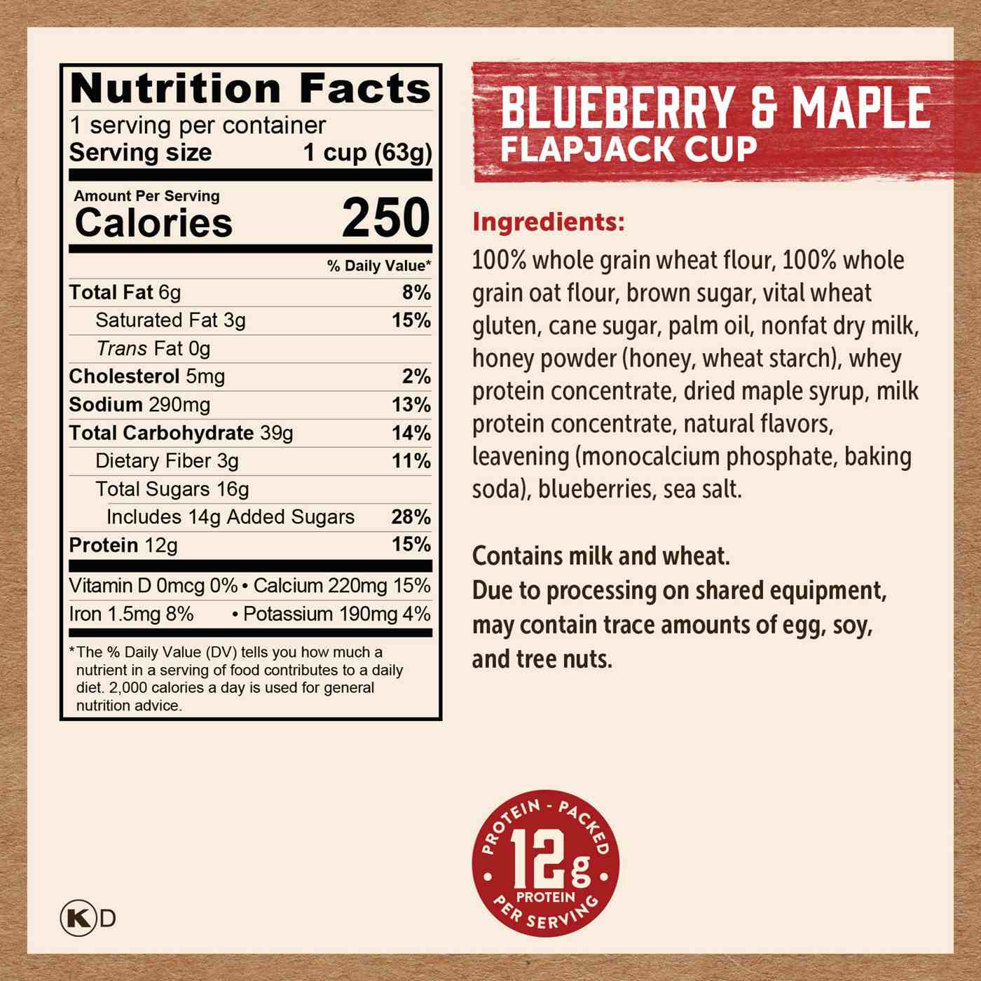 Kodiak 12g Protein Flapjack Power Cup - Blueberry & Maple; image 2 of 3