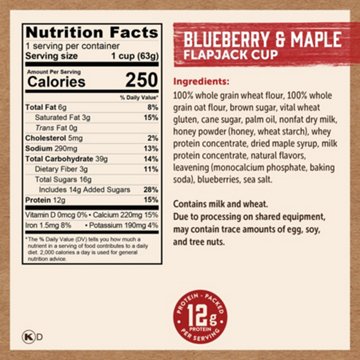 Kodiak 12g Protein Flapjack Power Cup - Blueberry & Maple, 2.16 oz