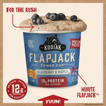 Kodiak 12g Protein Flapjack Power Cup - Blueberry & Maple, 2.16 oz