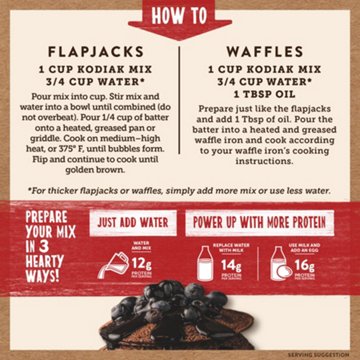 Kodiak 12g Protein Power Cakes Flapjack & Waffle Mix - Dark Chocolate, 18 oz