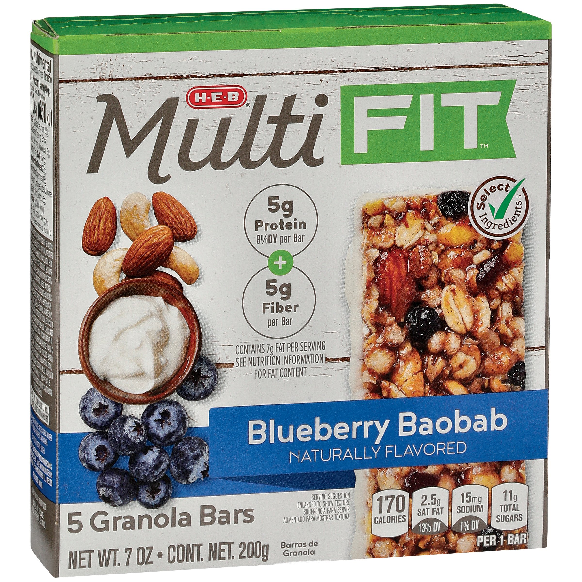 HEB Select Ingredients Multi Fit Blueberry Baobab Granola Bars Shop
