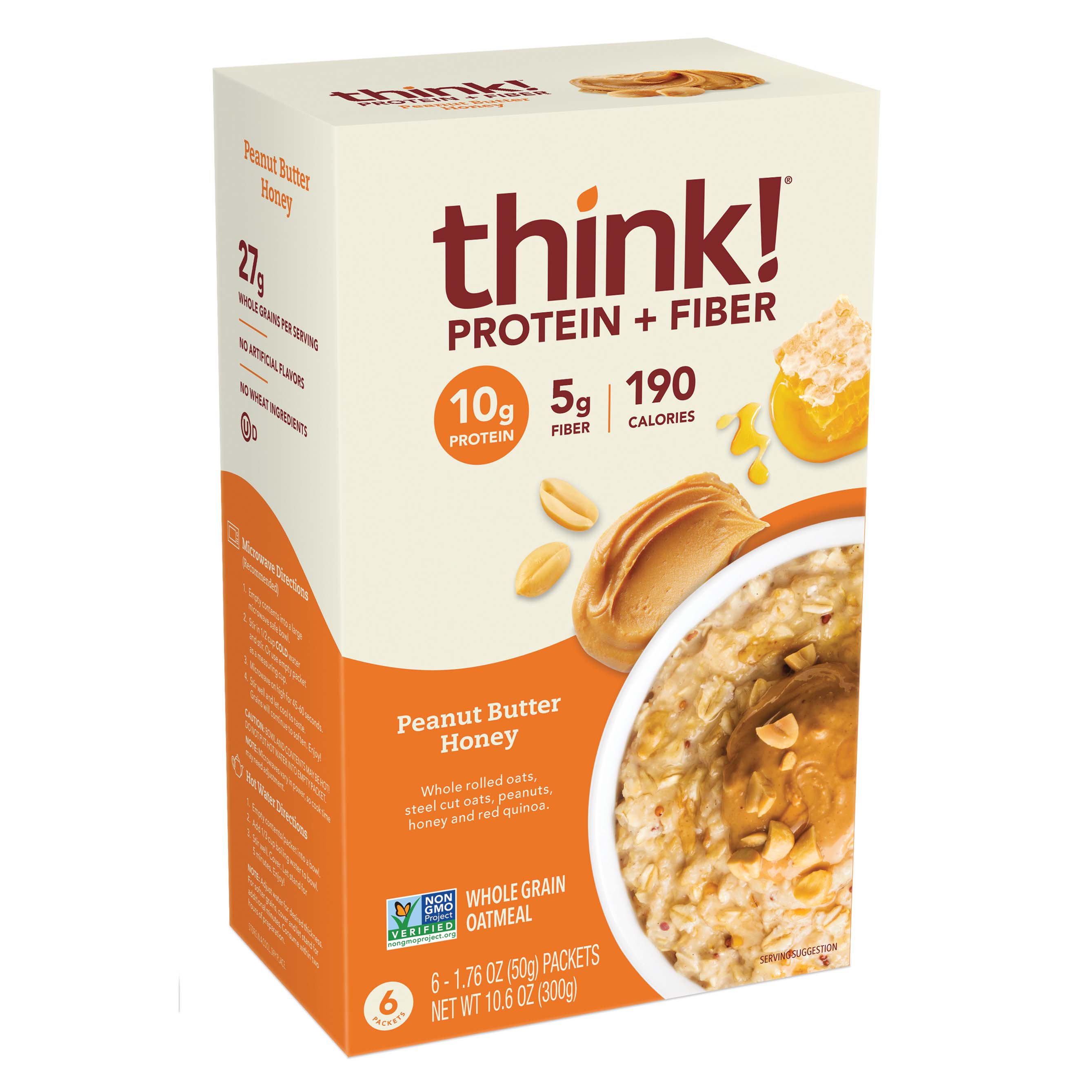 think! Protein & Fiber Honey Peanut Butter Instant Oatmeal Shop