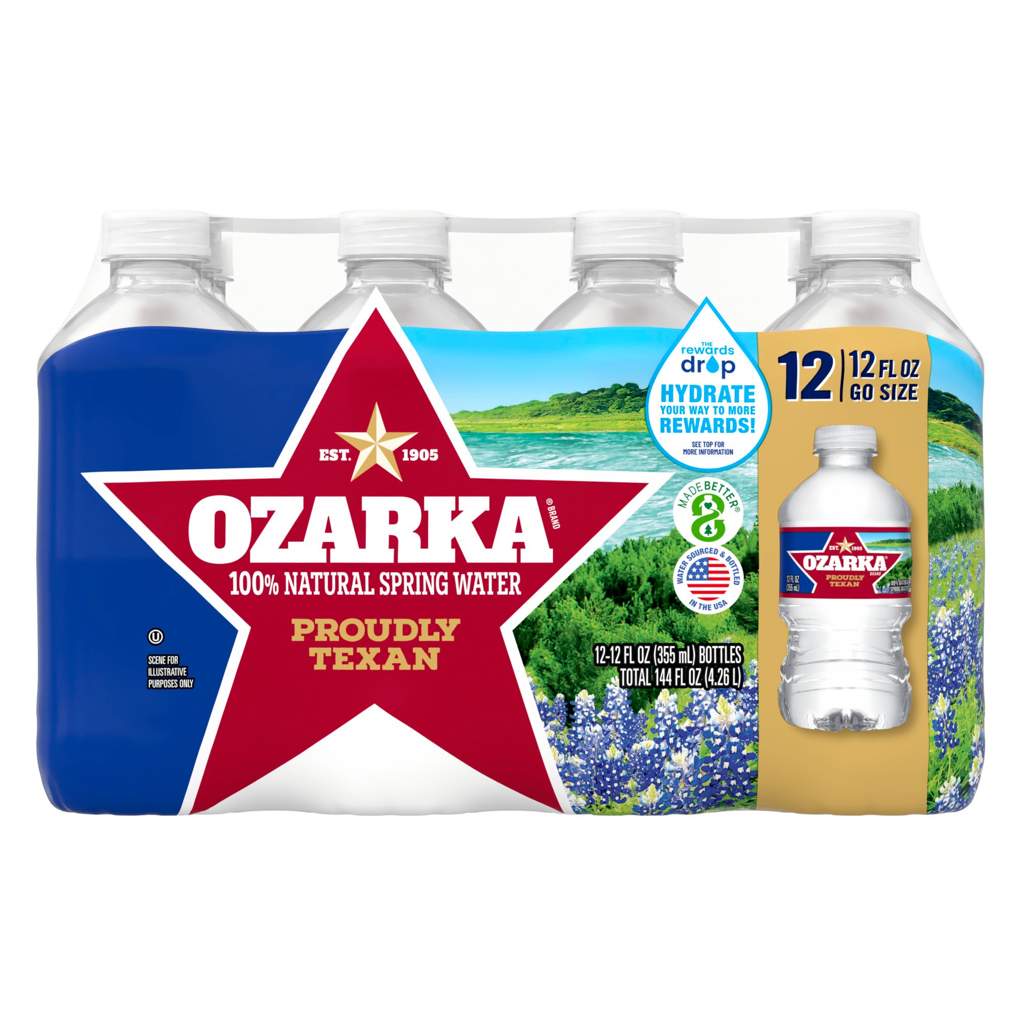 Ozarka Brand 100% Natural Spring Water - 12pk/12 fl oz Bottles