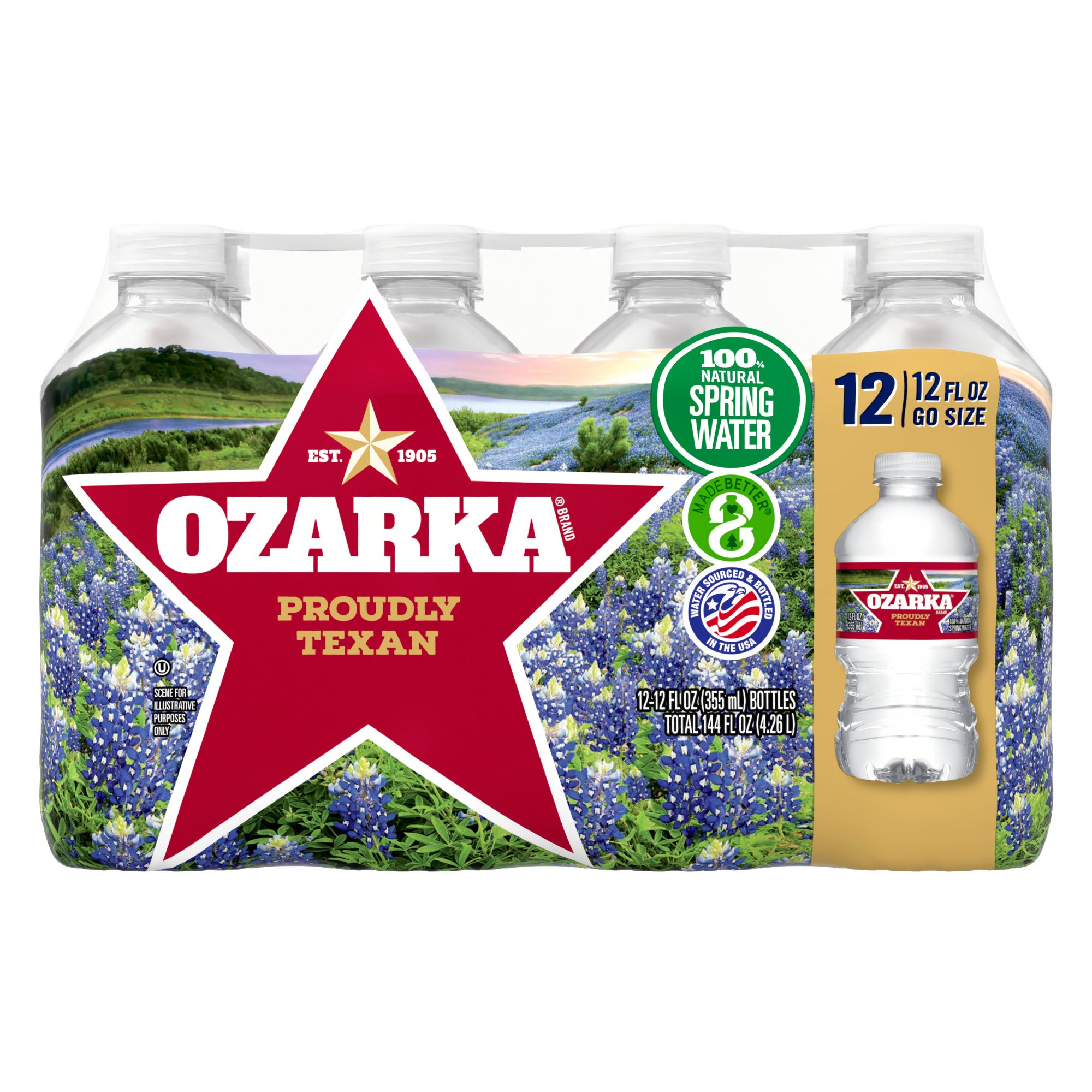 Ozarka Brand 100% Natural Spring Water - 12pk/12 fl oz Bottles