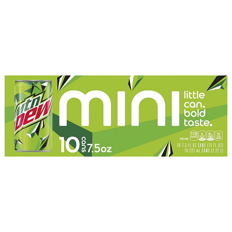 Mountain Dew Soda Mini 7.5 oz Cans - Shop Soda at H-E-B