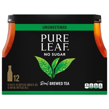 Pure Leaf Unsweetened Tea 12 pk Bottles, 16.9 oz