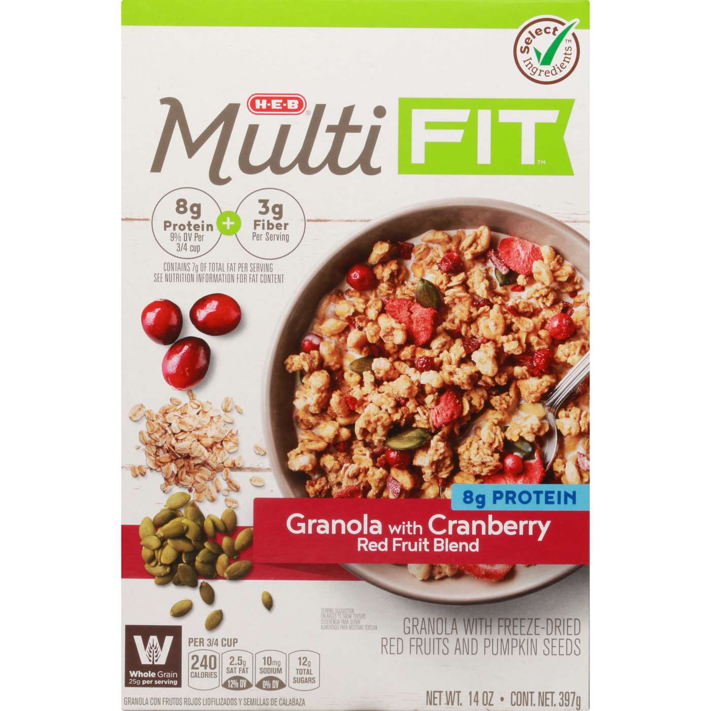 H-E-B MultiFIT Granola with Cranberry Red Fruit Blend; image 1 of 2