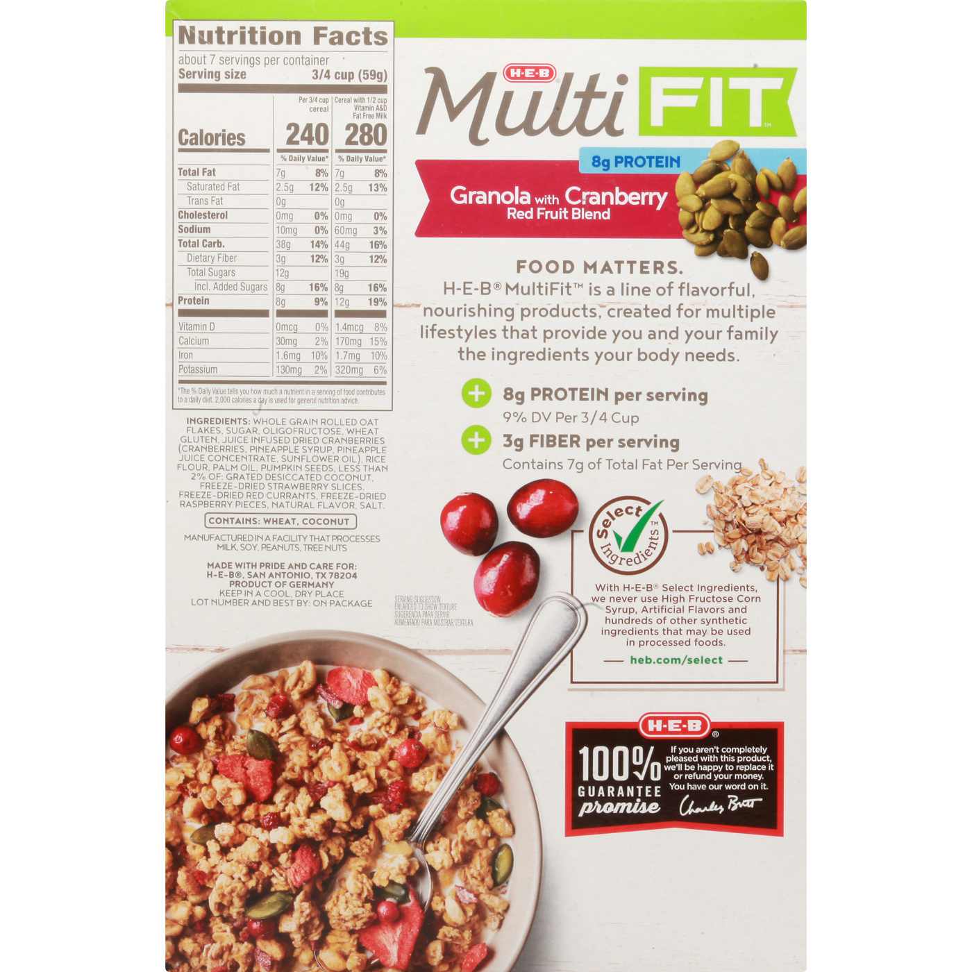 H-E-B MultiFIT Granola with Cranberry Red Fruit Blend; image 2 of 2