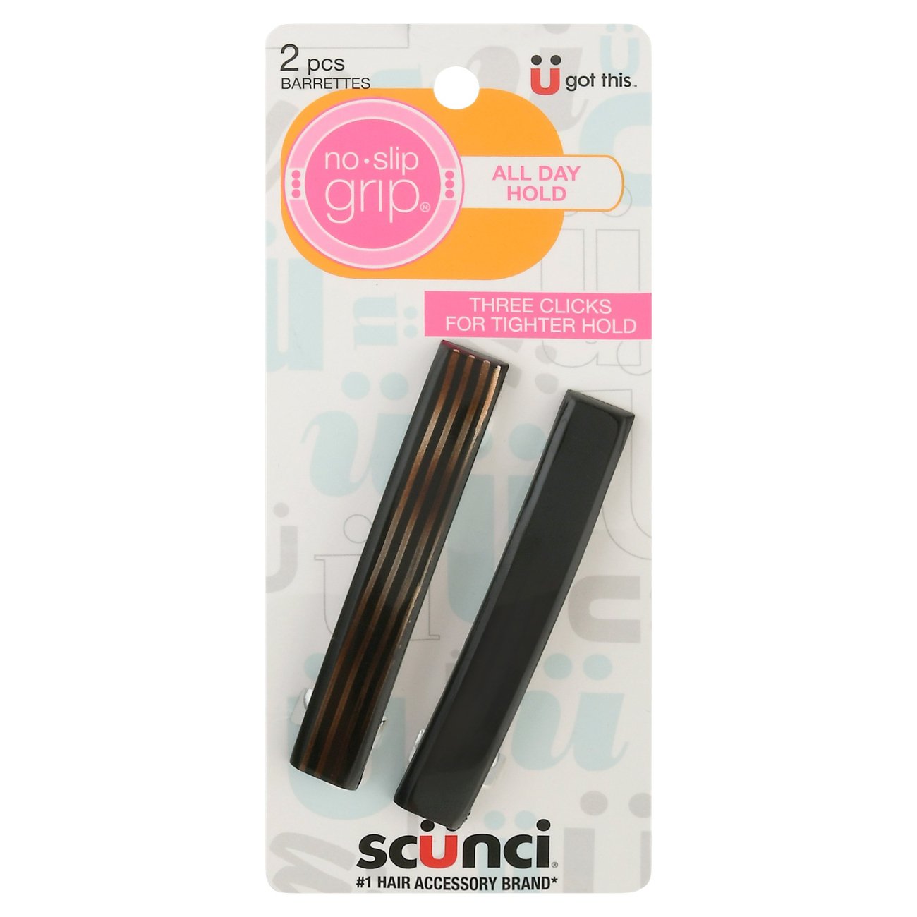 Scunci No Slip Grip All Day Hold Hair Barrettes – Black, 2 Count – Perfect For Women