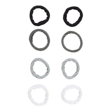 Scunci Comfy No Damage Hair Ponytailers - Black, Gray, White, 8 ct